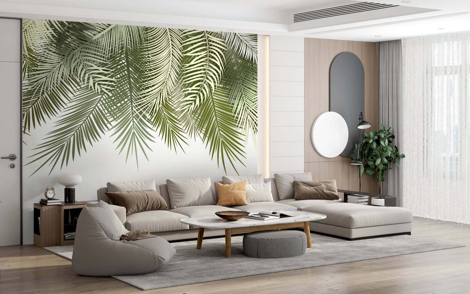 Фотошпалери папороть із зеленим відтінком, поникла