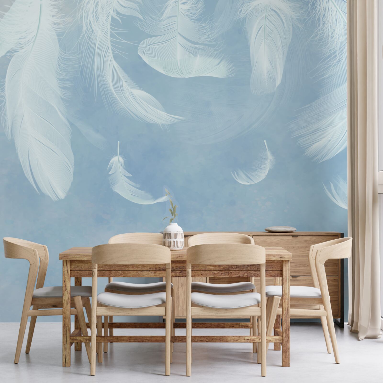 Фотошпалери біле пір'я легко опадає