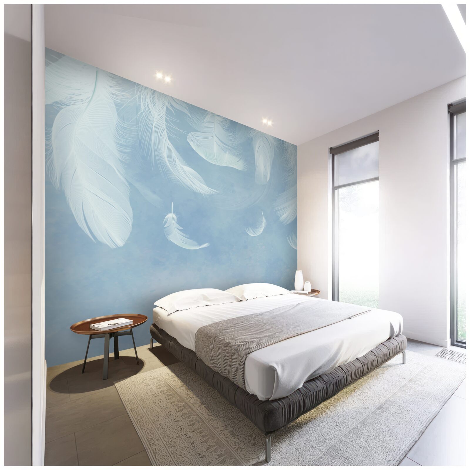 Фотошпалери біле пір'я легко опадає