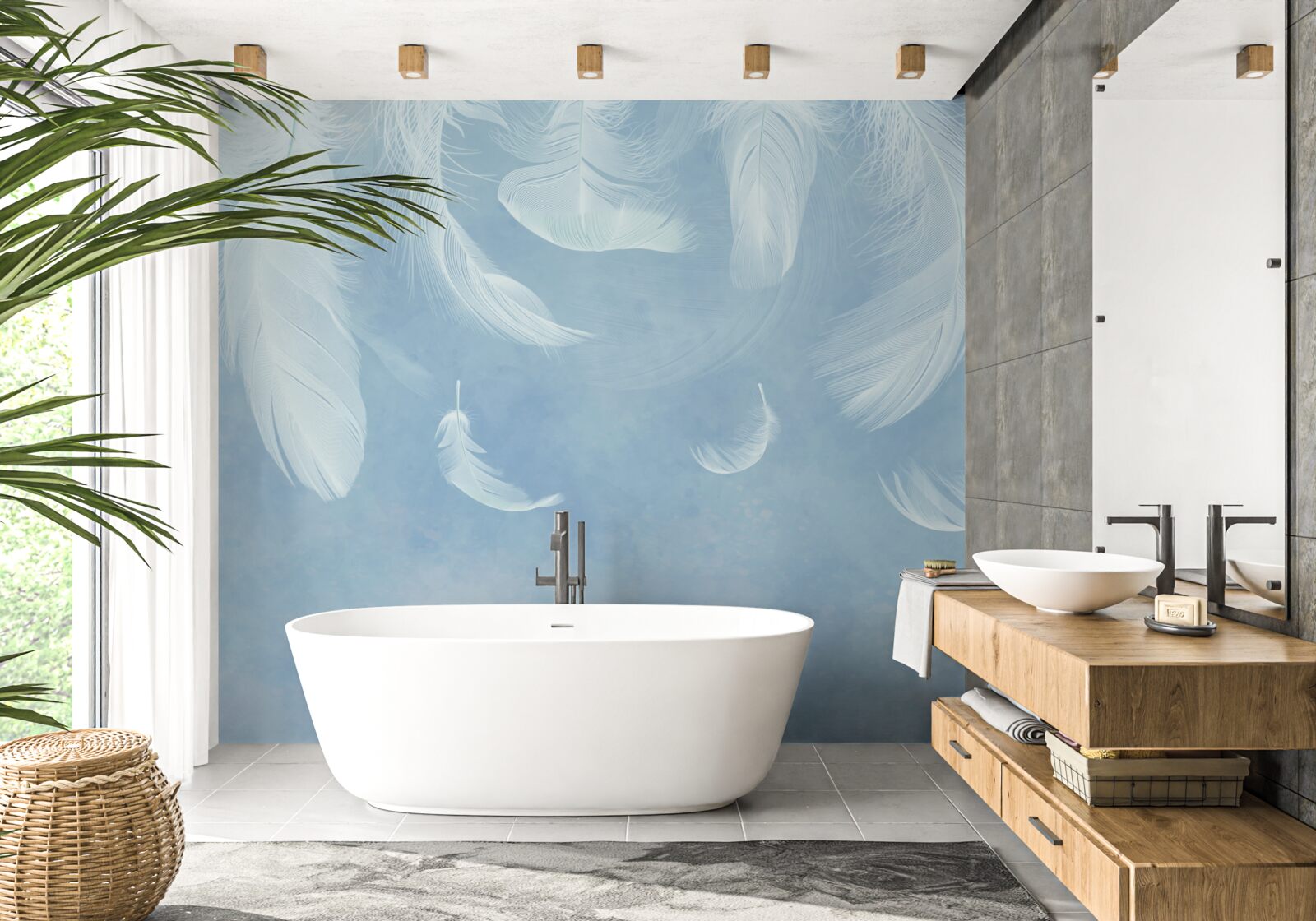 Фотошпалери біле пір'я легко опадає