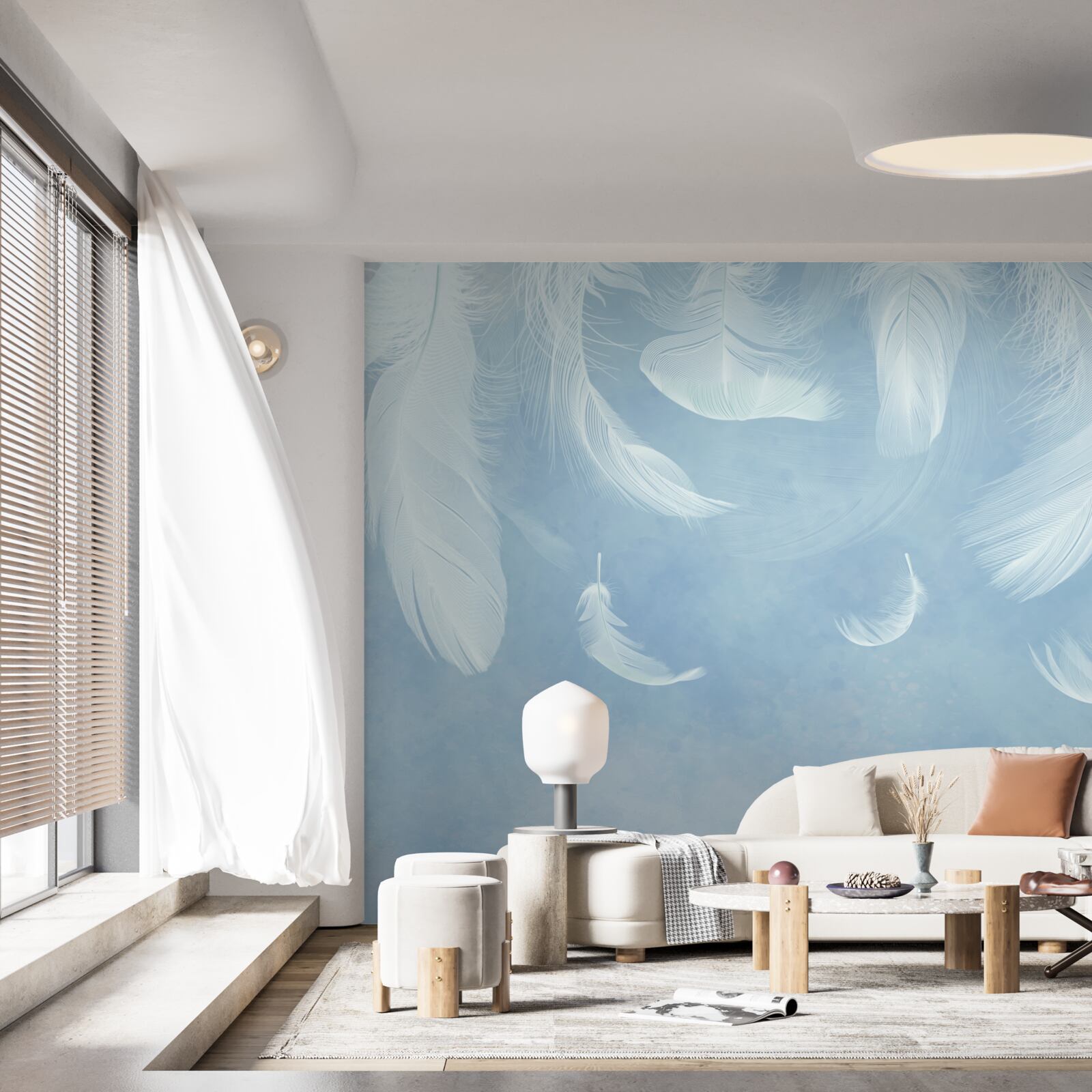 Фотошпалери біле пір'я легко опадає