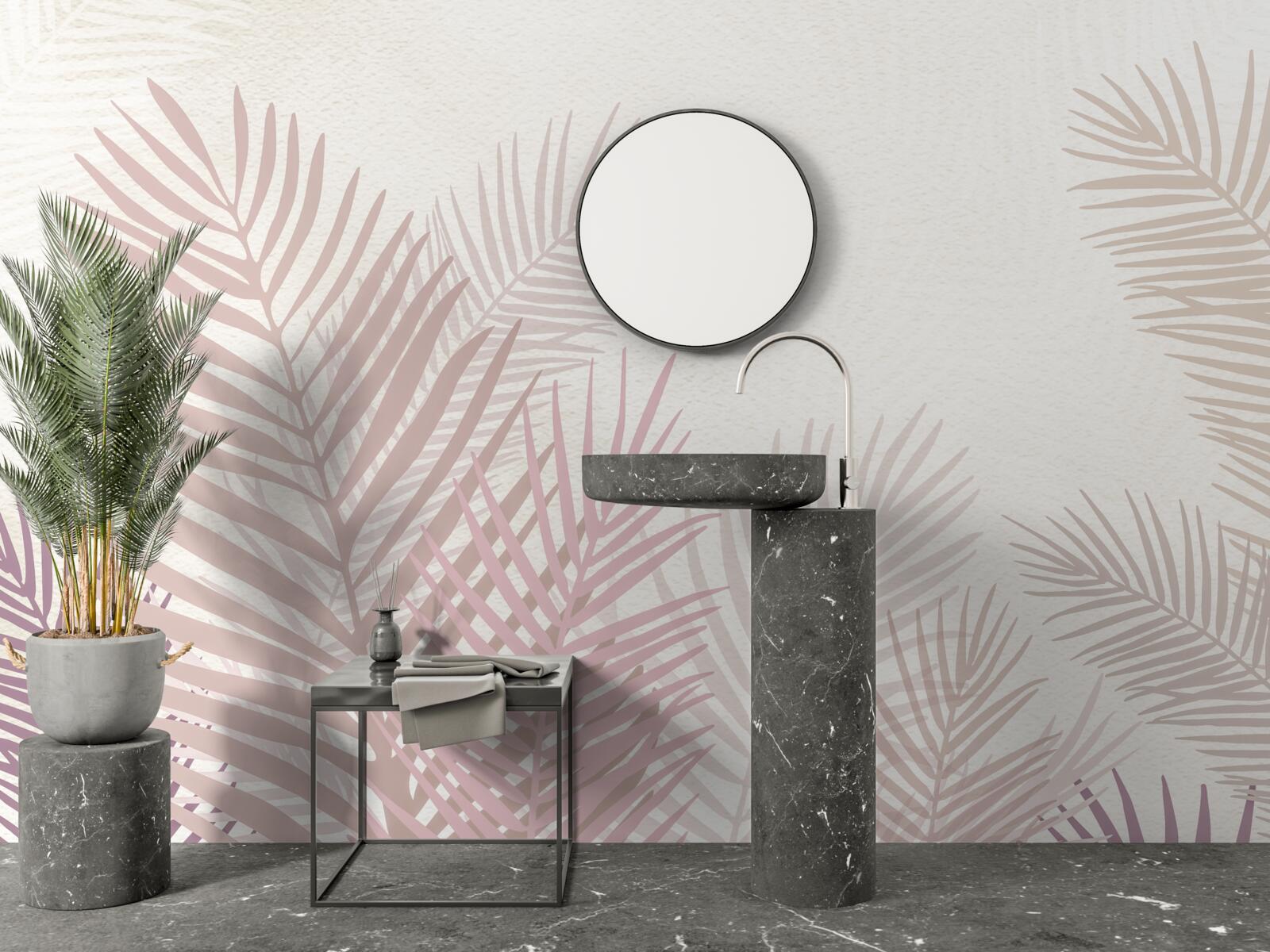 Фотошпалери сезон дощів і рожеве листя папороті