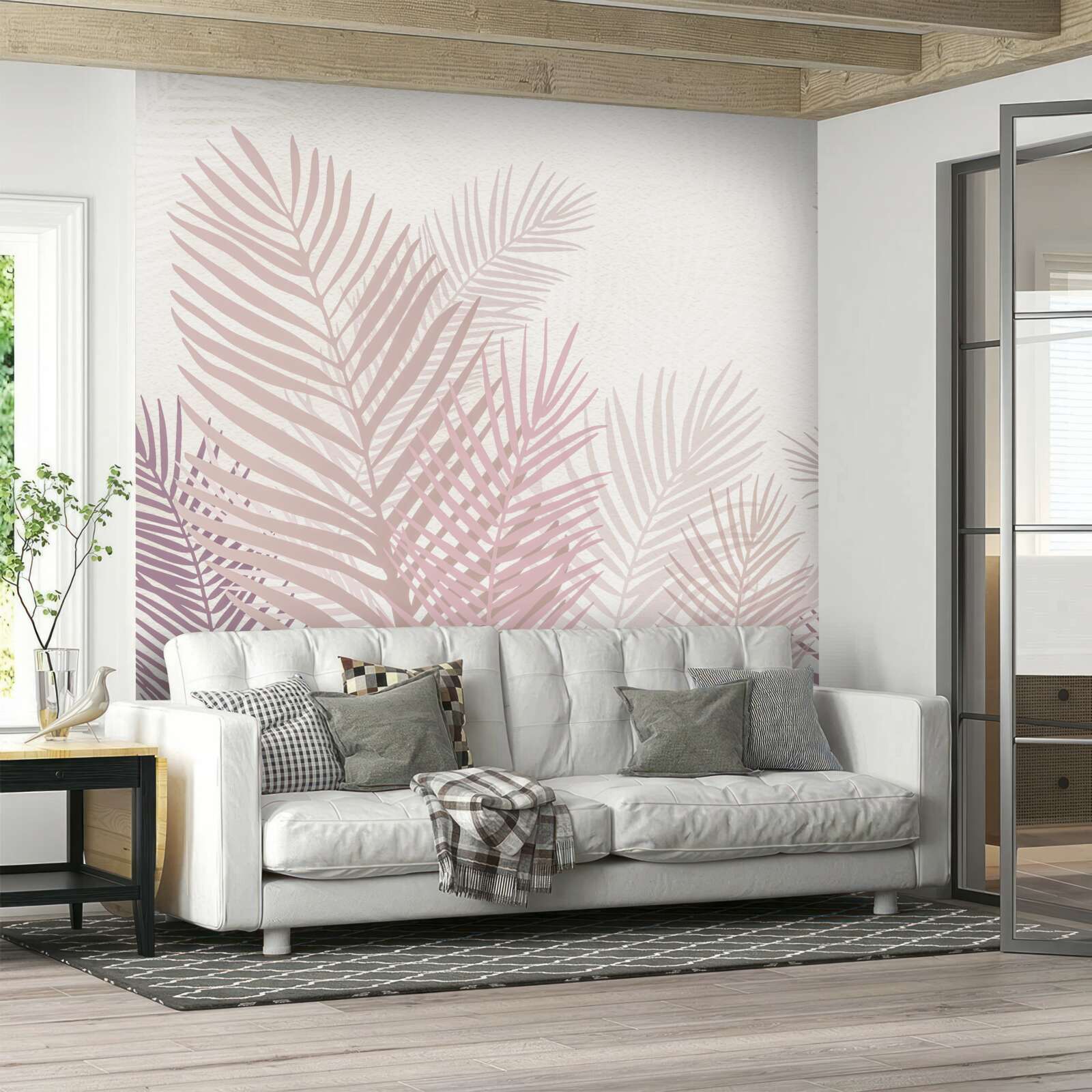 Фотошпалери сезон дощів і рожеве листя папороті