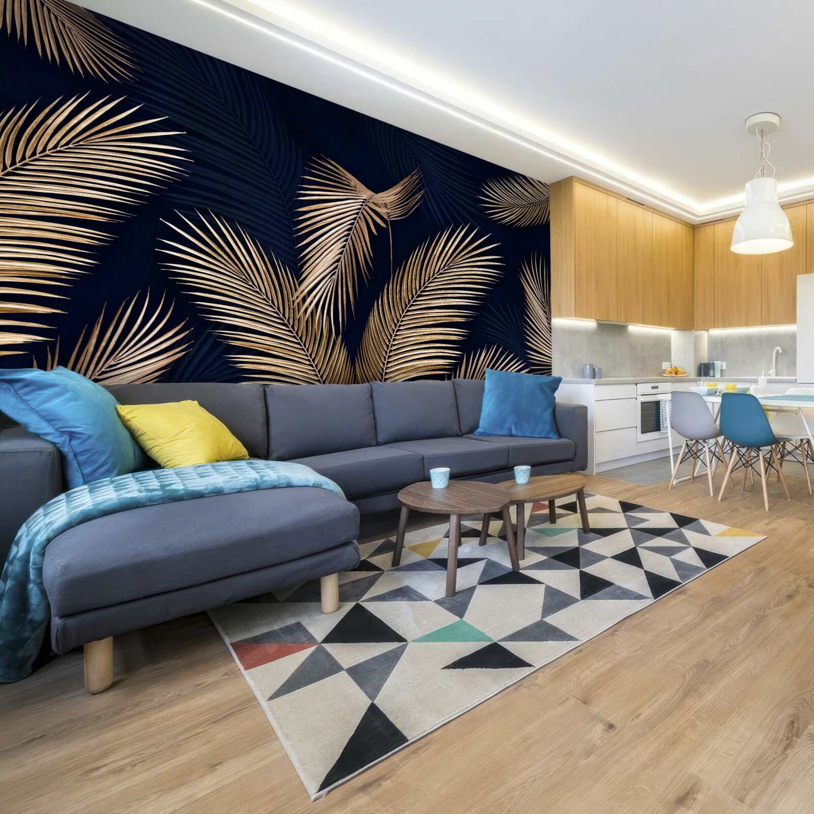 Фотошпалери темний фон, прикрашений золотим пір'ям