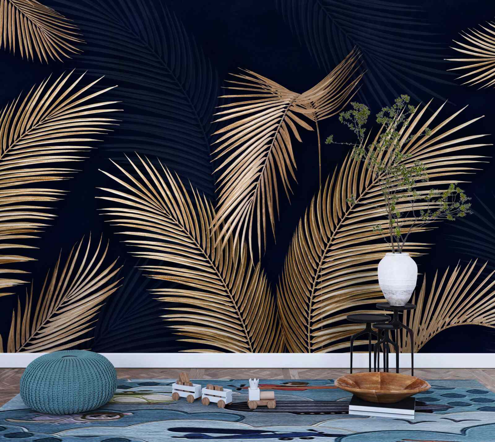 Фотошпалери темний фон, прикрашений золотим пір'ям