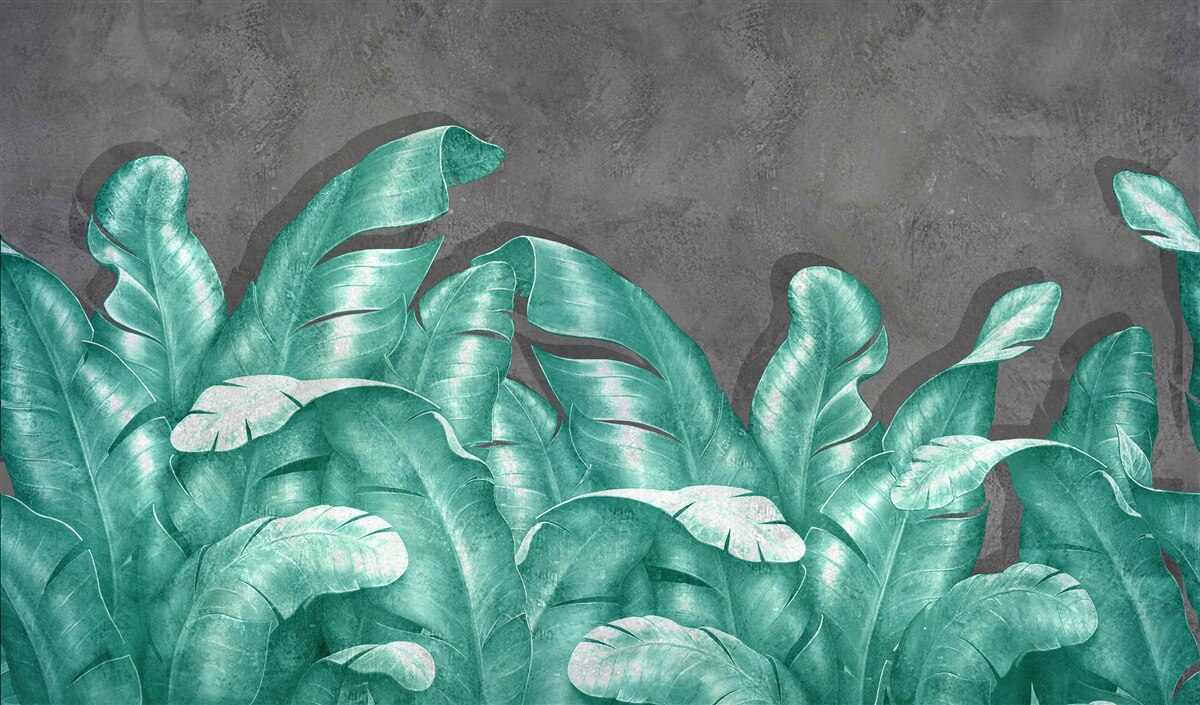 Фотошпалери велике листя папороті, пофарбоване в смарагдовий відтінок