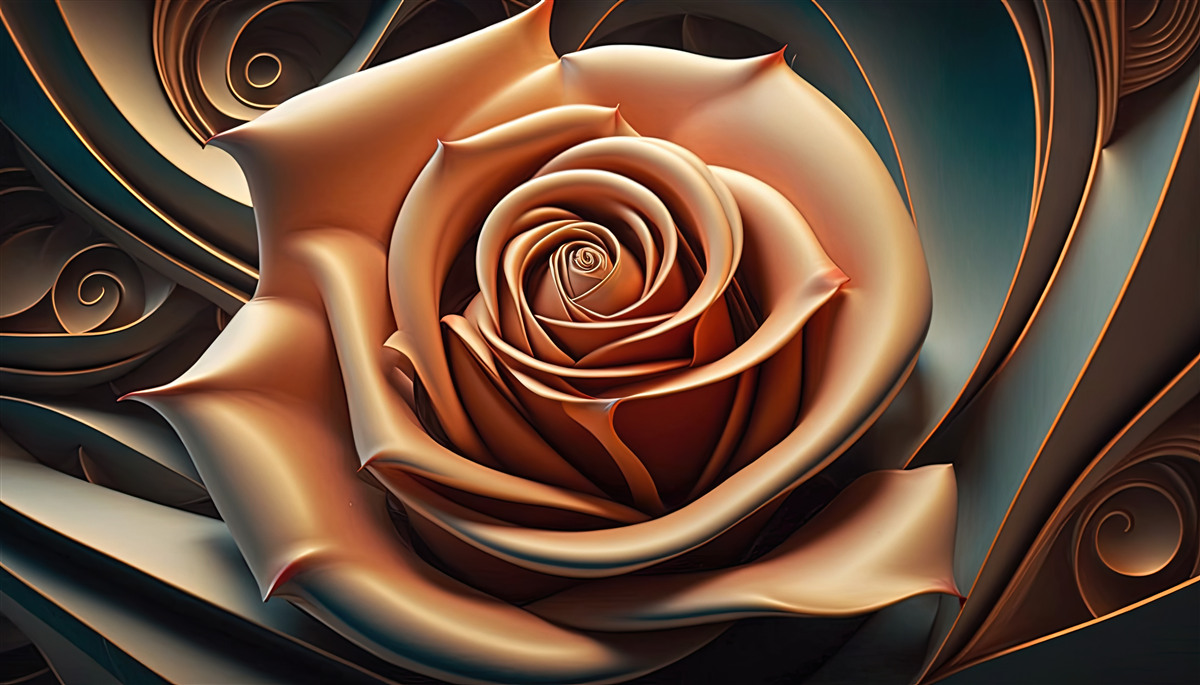 Фотошпалери коричнева металева троянда