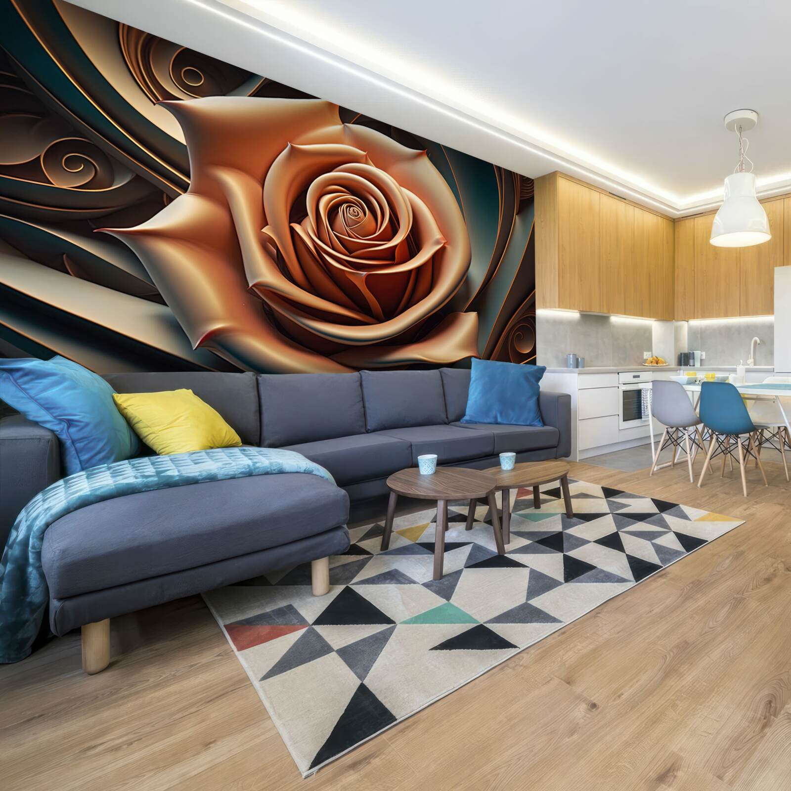 Фотошпалери коричнева металева троянда