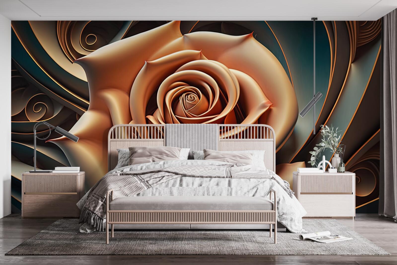 Фотошпалери коричнева металева троянда