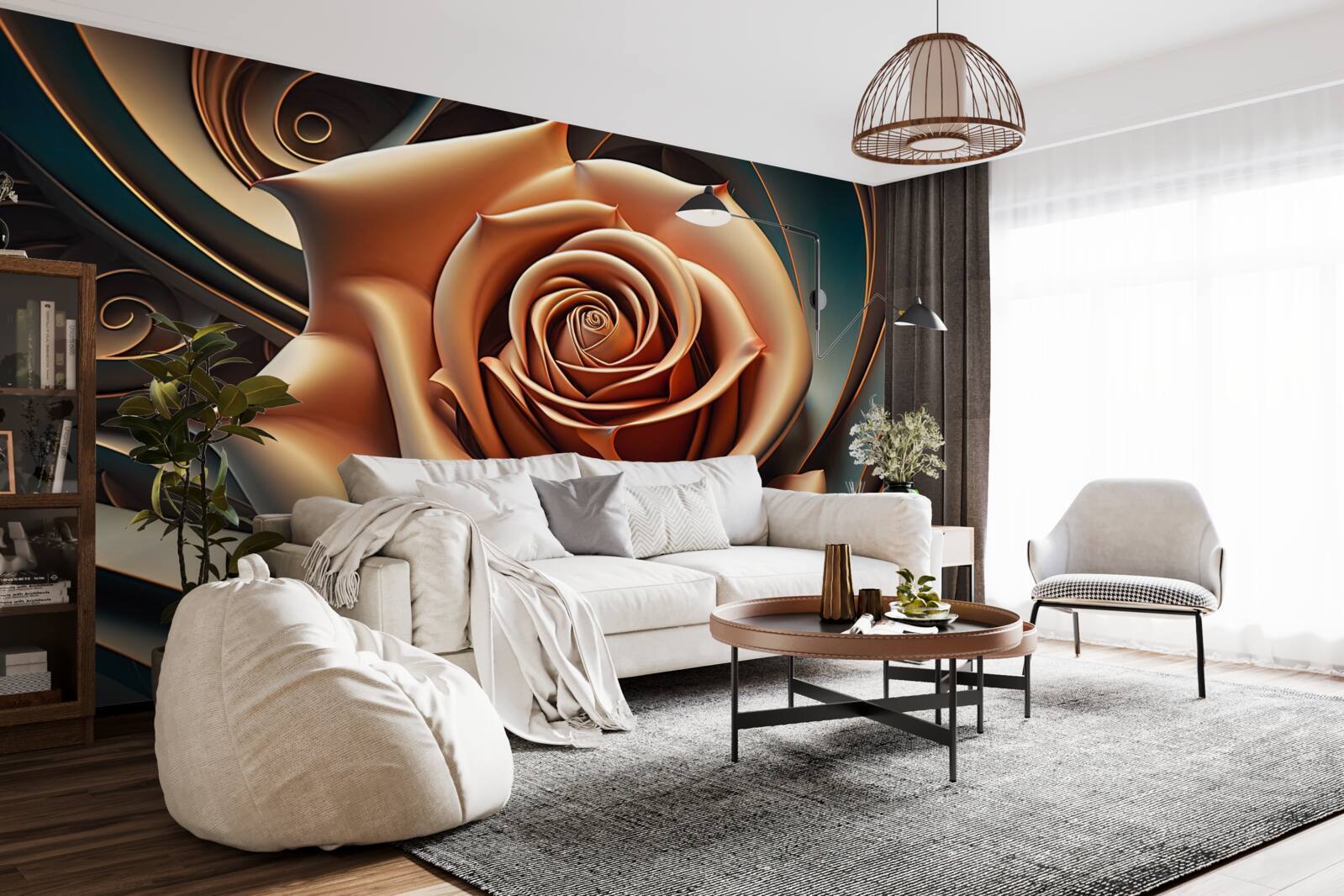 Фотошпалери коричнева металева троянда