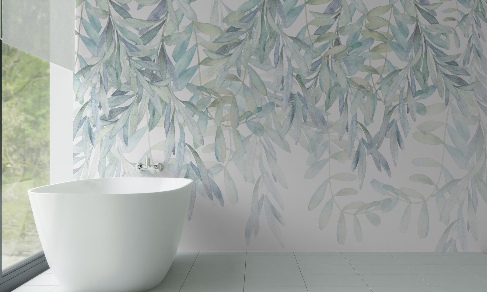 Фотошпалери пишні зелені рослини на білому тлі