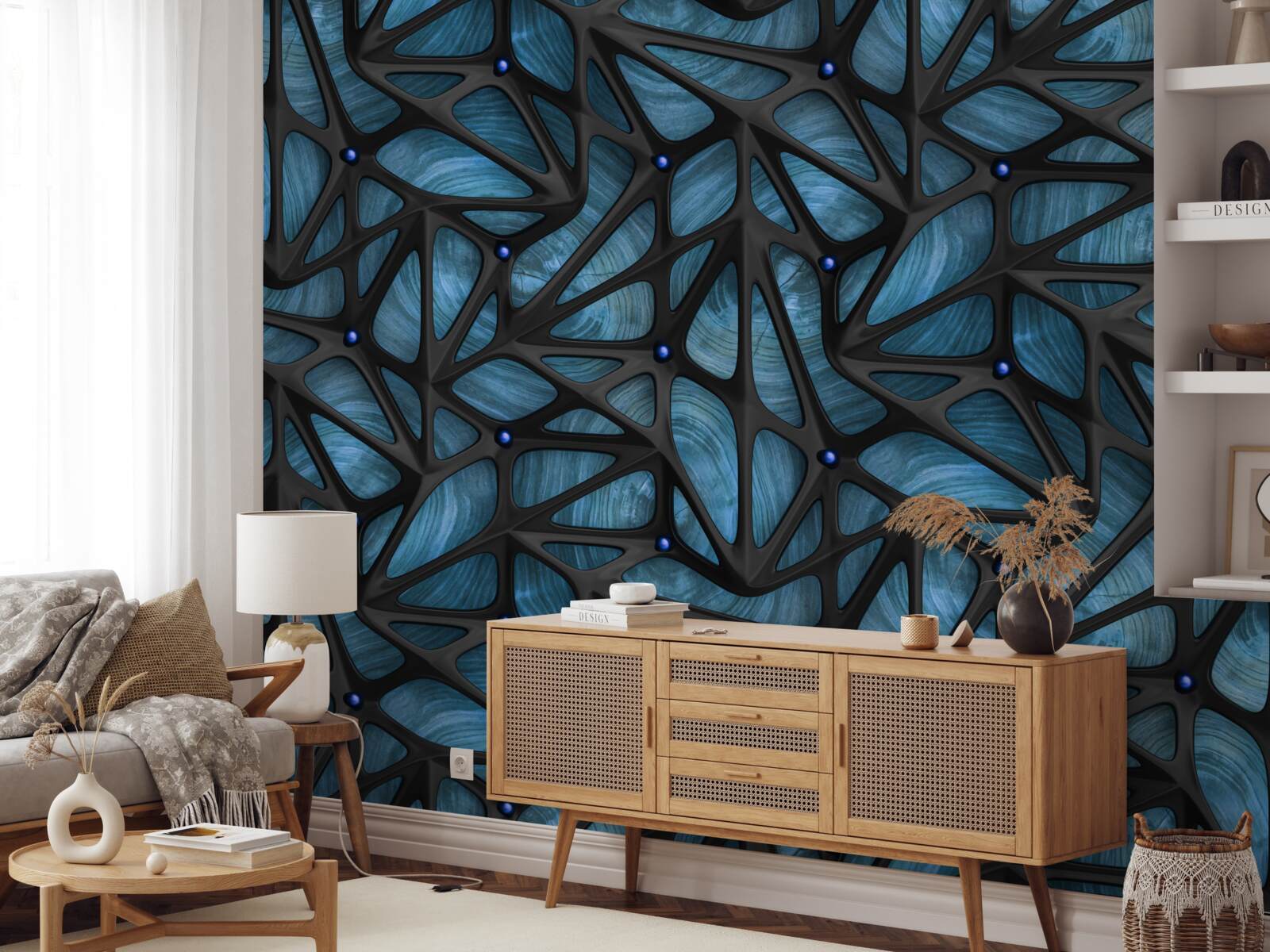 Фотошпалери Місячне світло освітлює нічний ліс, вкритий листям