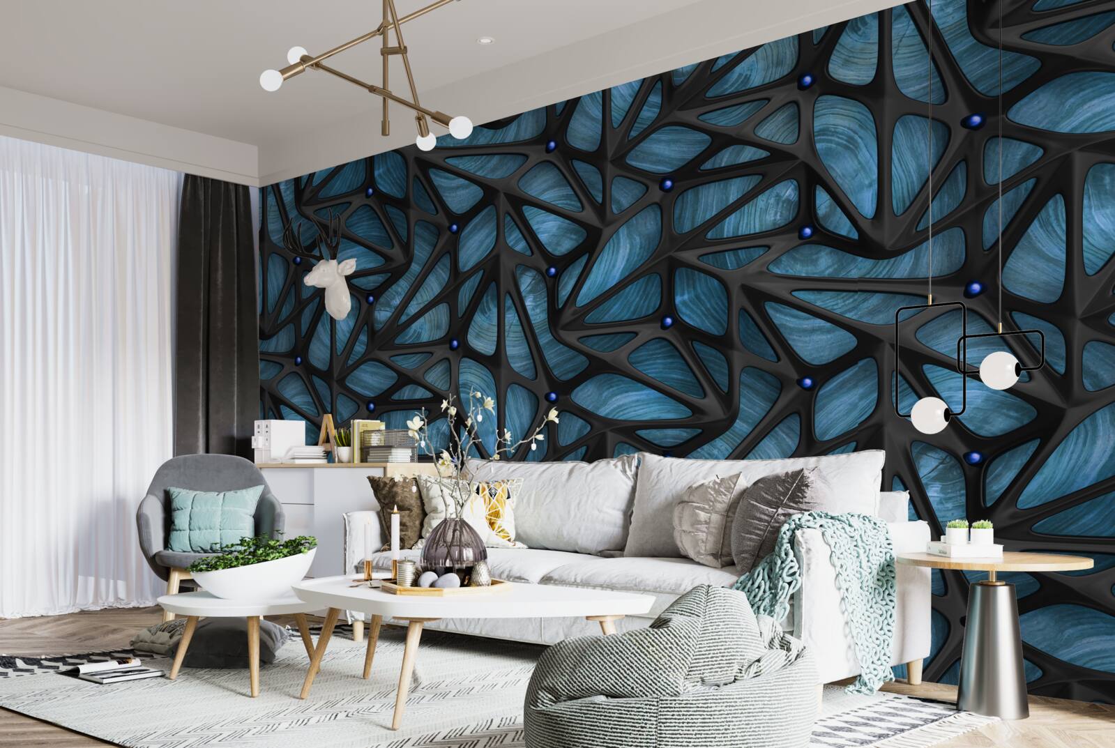 Фотошпалери Місячне світло освітлює нічний ліс, вкритий листям