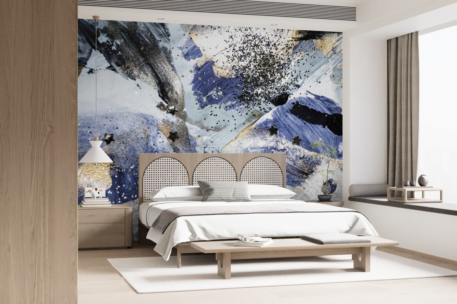 Фотошпалери відтінки золота та синього в абстрактному дизайні