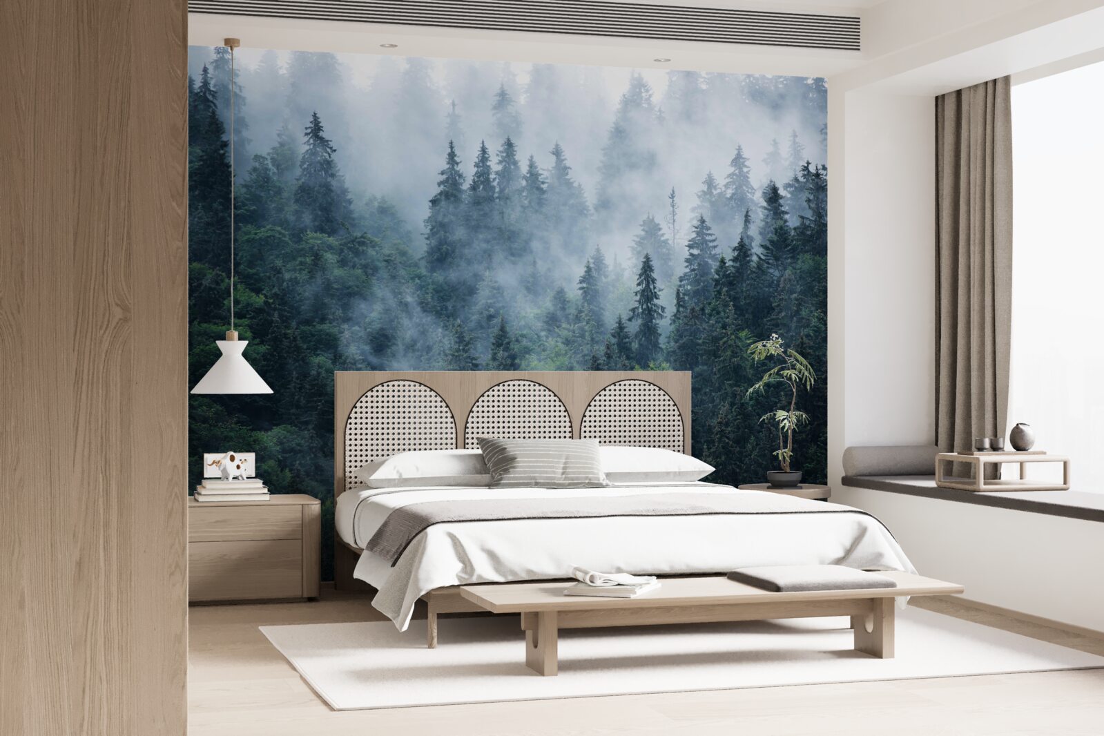 Фотошпалери туман опускається на ялиновий гай