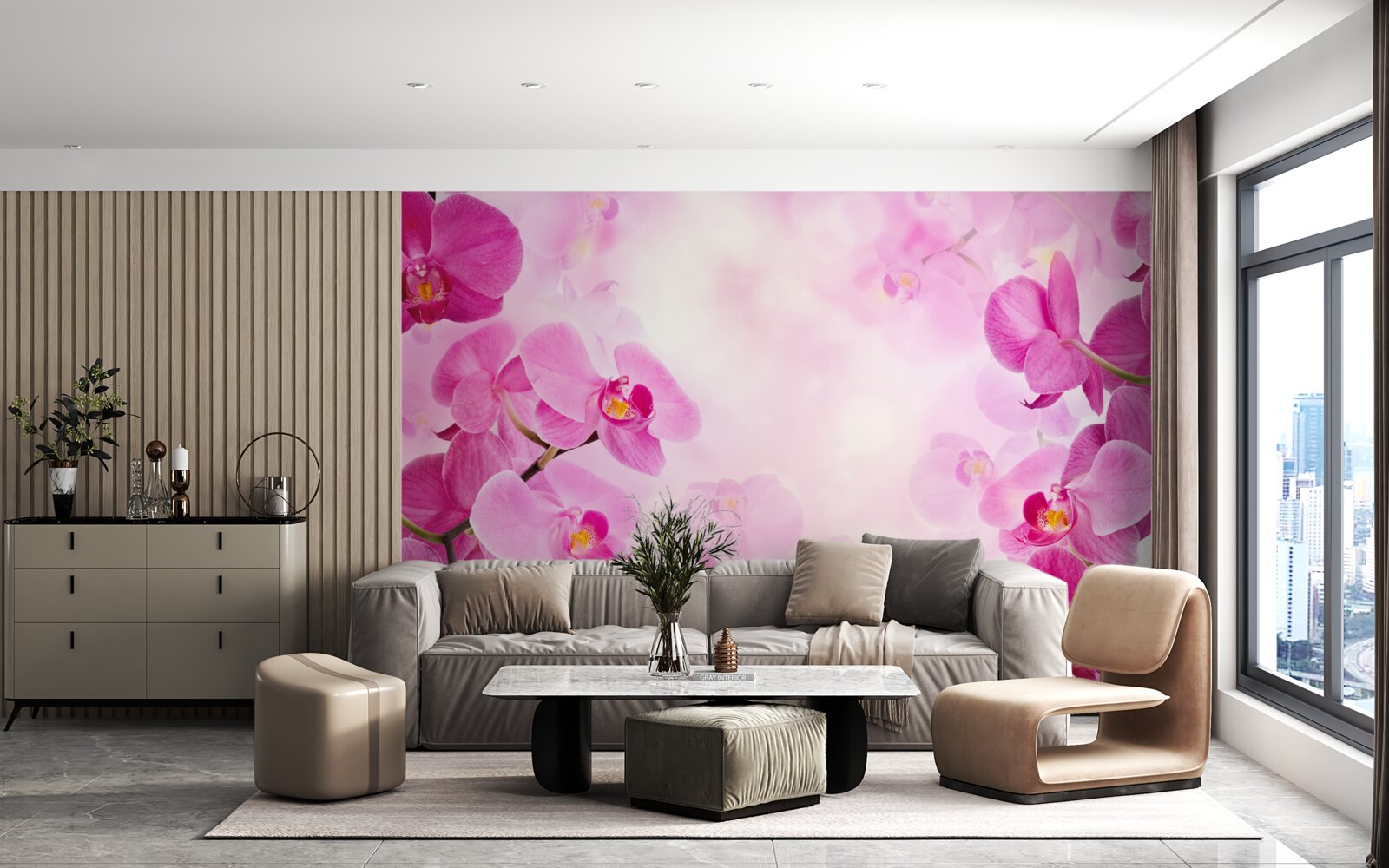 Фотошпалери бутони фіолетової орхідеї великі