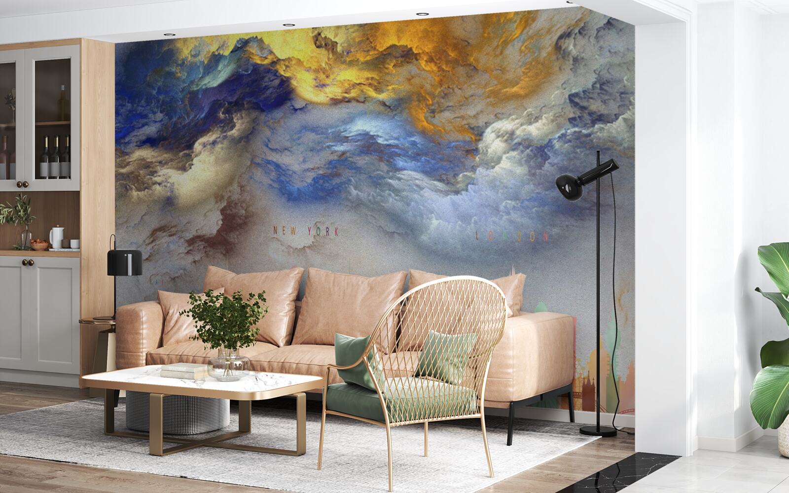 Фотошпалери незрозумілі хмари над міськими будівлями