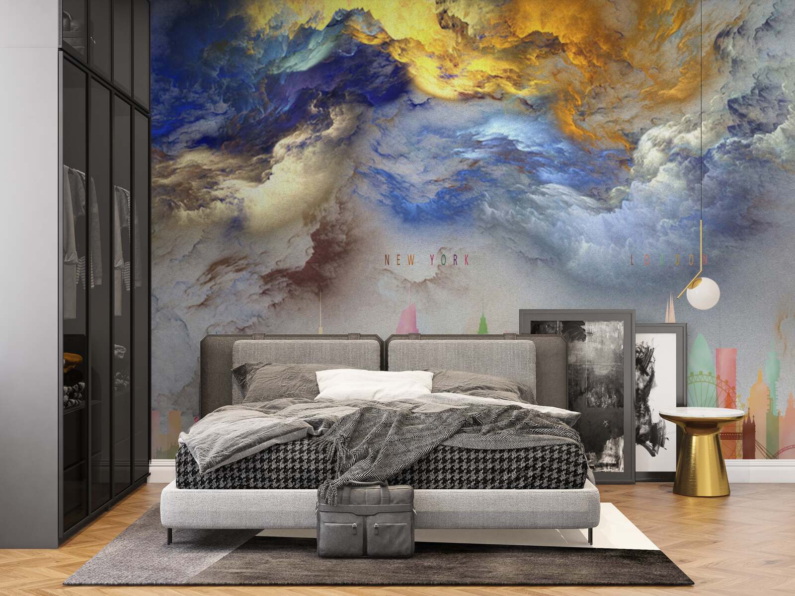 Фотошпалери незрозумілі хмари над міськими будівлями