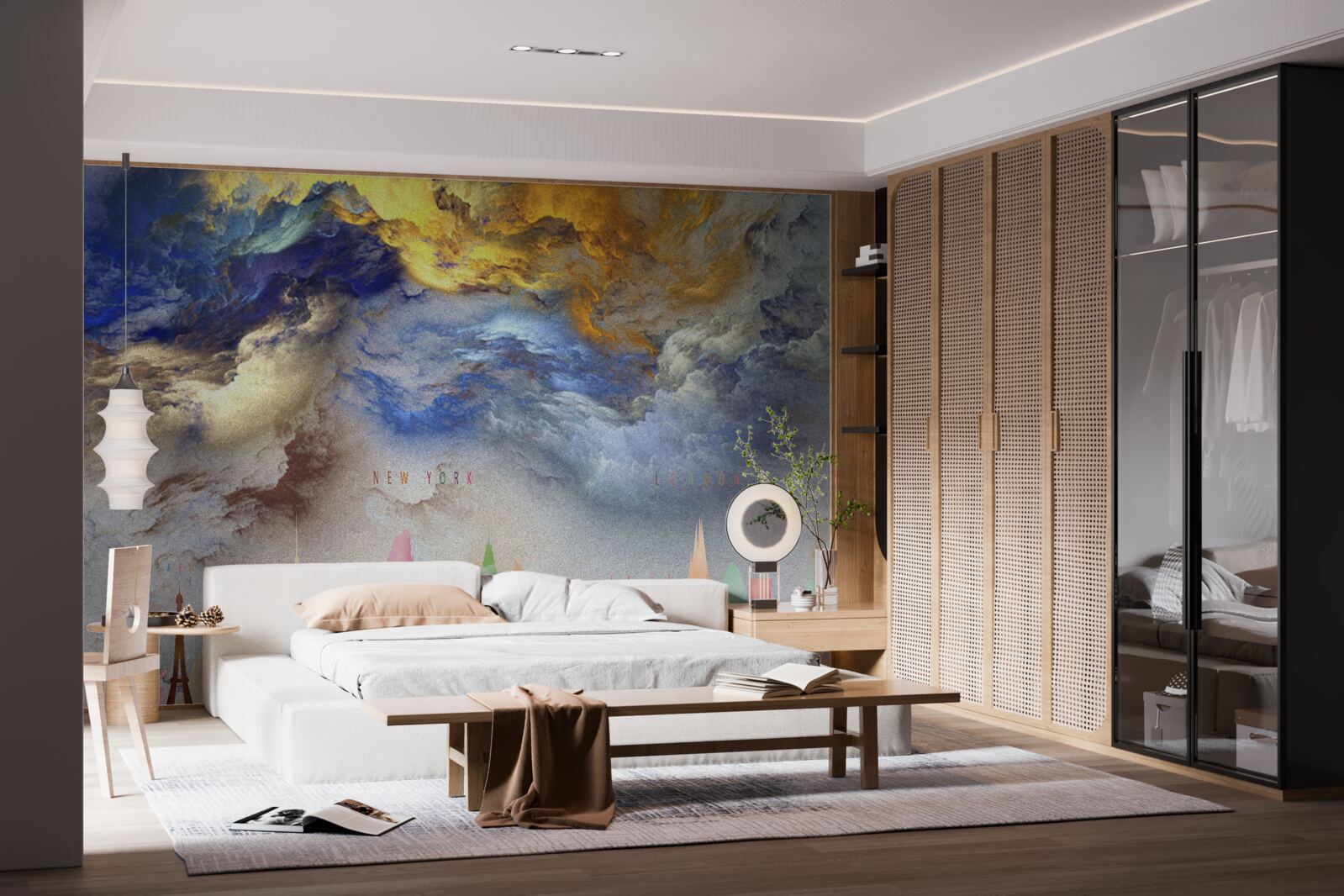 Фотошпалери незрозумілі хмари над міськими будівлями