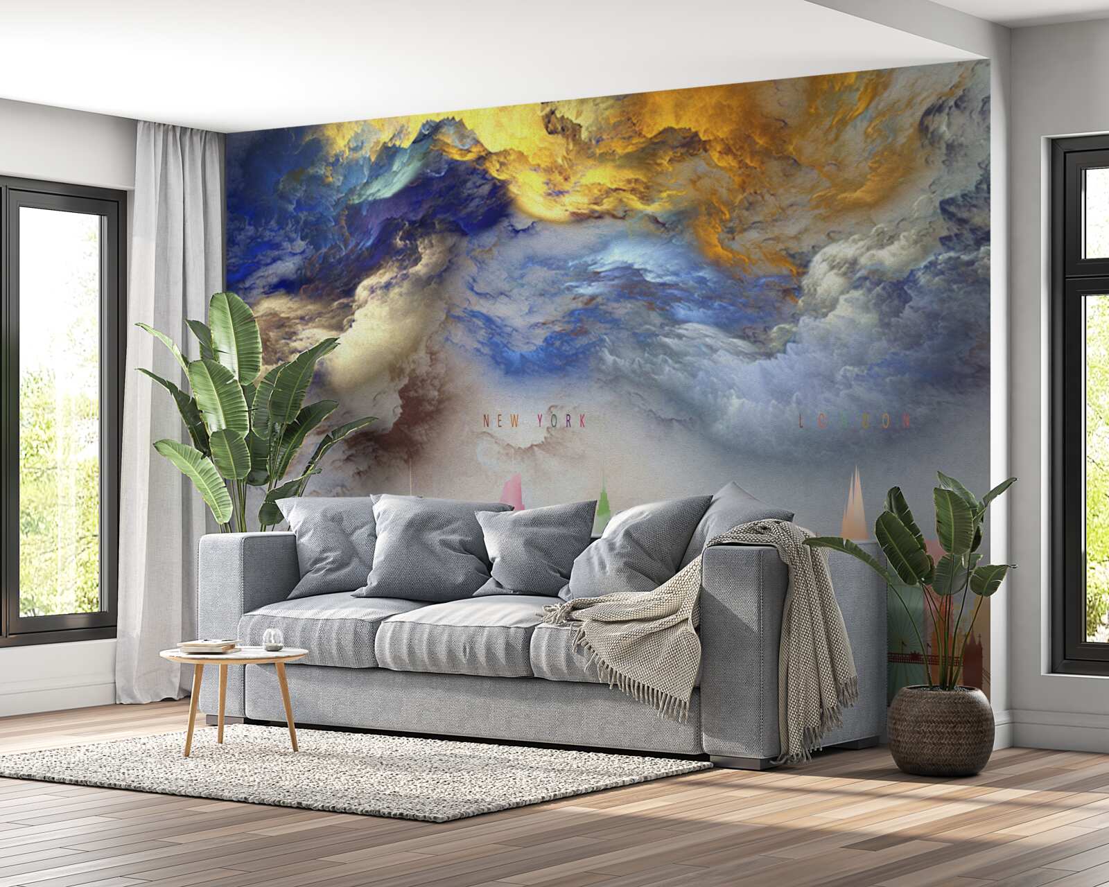 Фотошпалери незрозумілі хмари над міськими будівлями