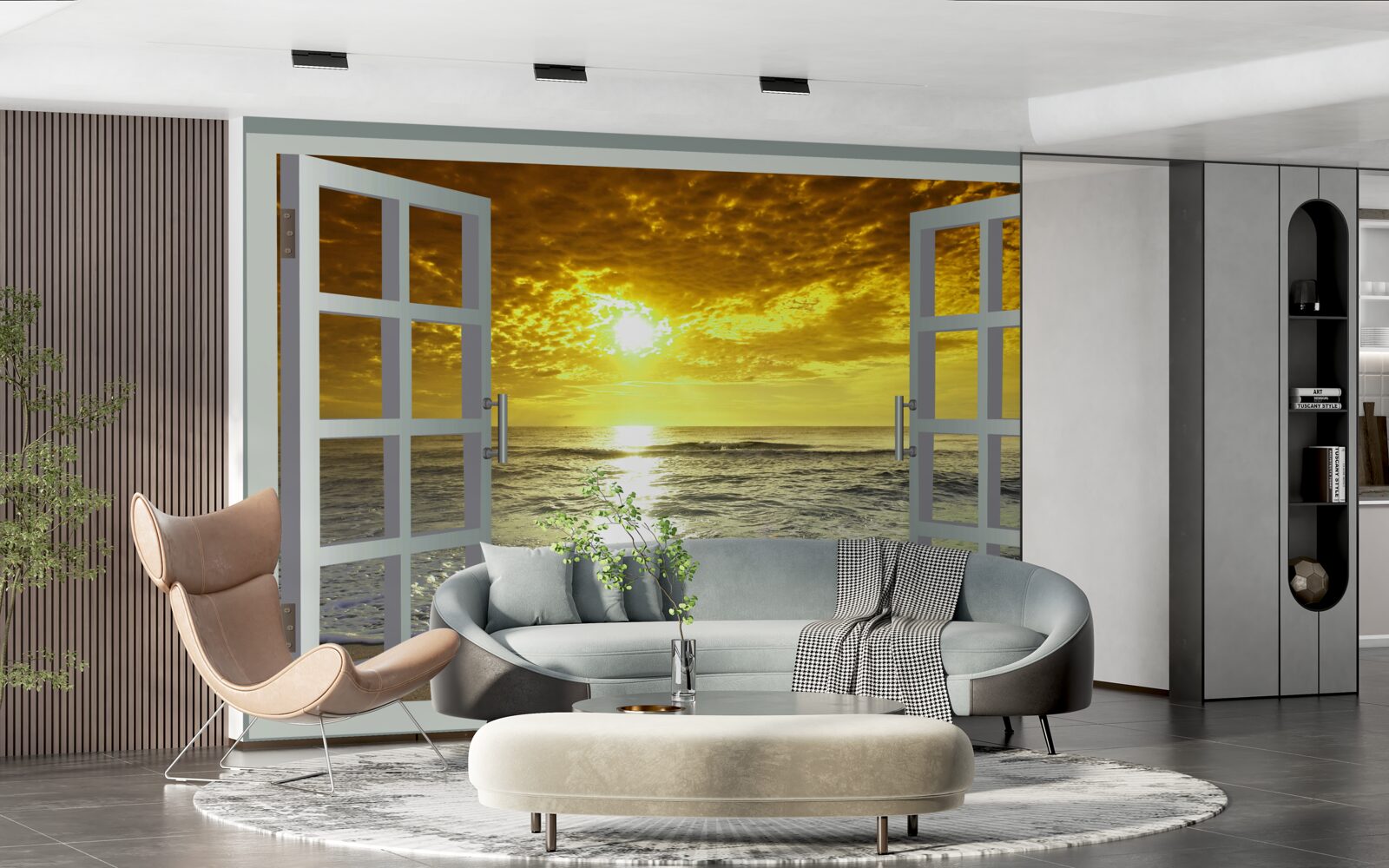 Фотошпалери чудовий вид на захід сонця над морем прямо з вікна