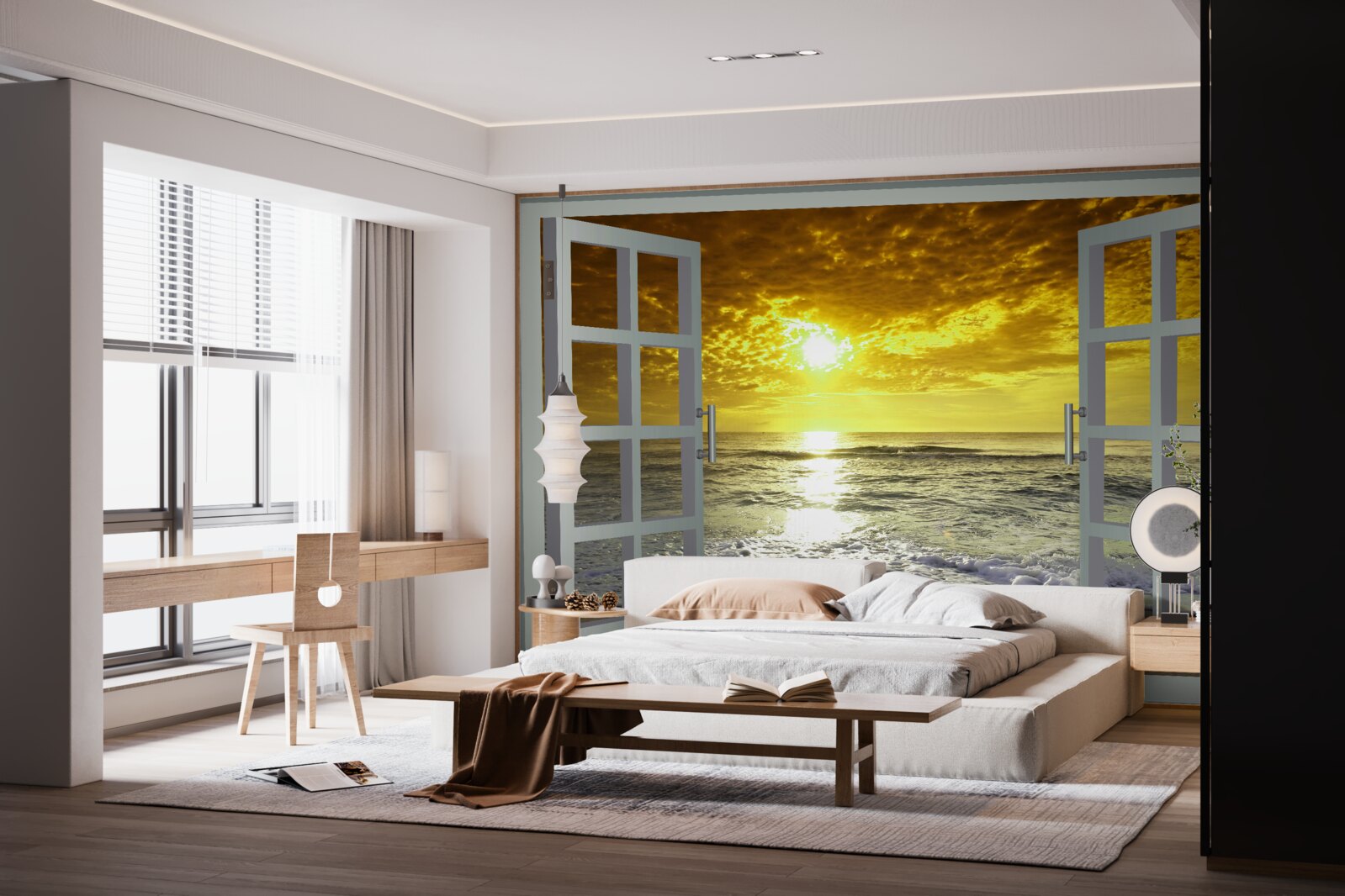 Фотошпалери чудовий вид на захід сонця над морем прямо з вікна