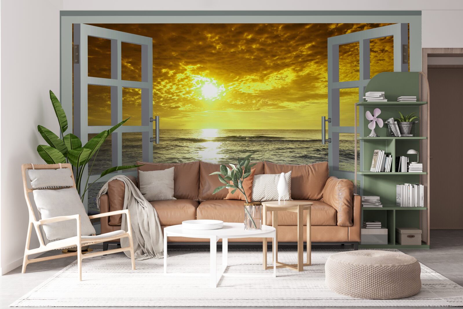 Фотошпалери чудовий вид на захід сонця над морем прямо з вікна