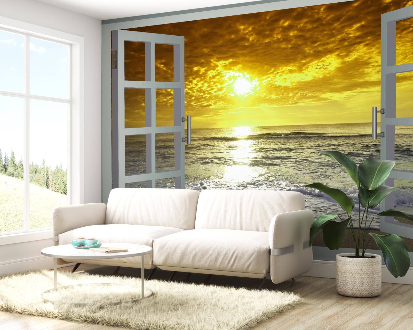 Фотошпалери чудовий вид на захід сонця над морем прямо з вікна