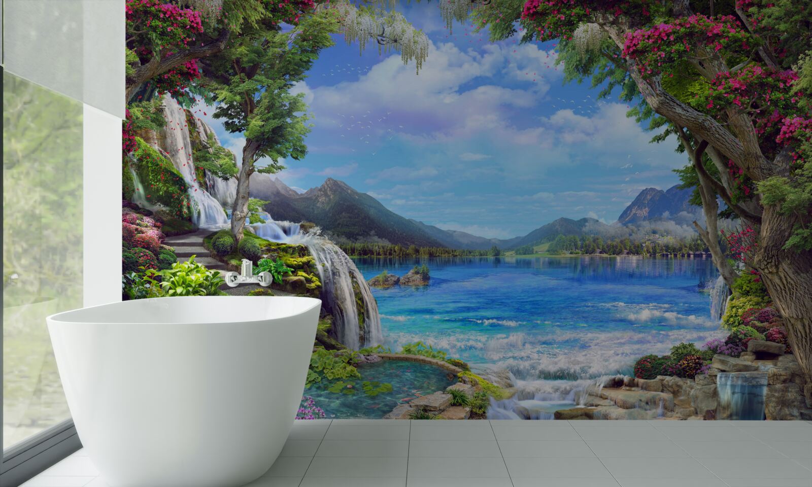 Фотошпалери оазис у горах