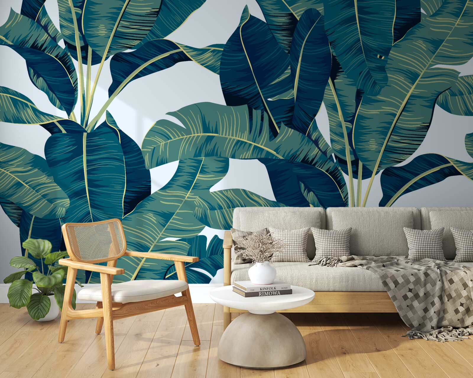 Фотошпалери темно-зелене листя папороті з вкрапленнями