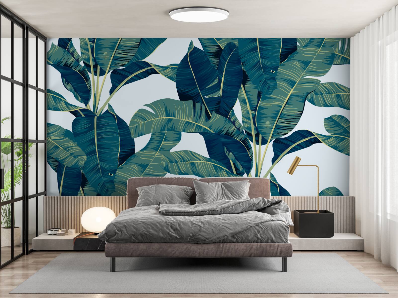 Фотошпалери темно-зелене листя папороті з вкрапленнями