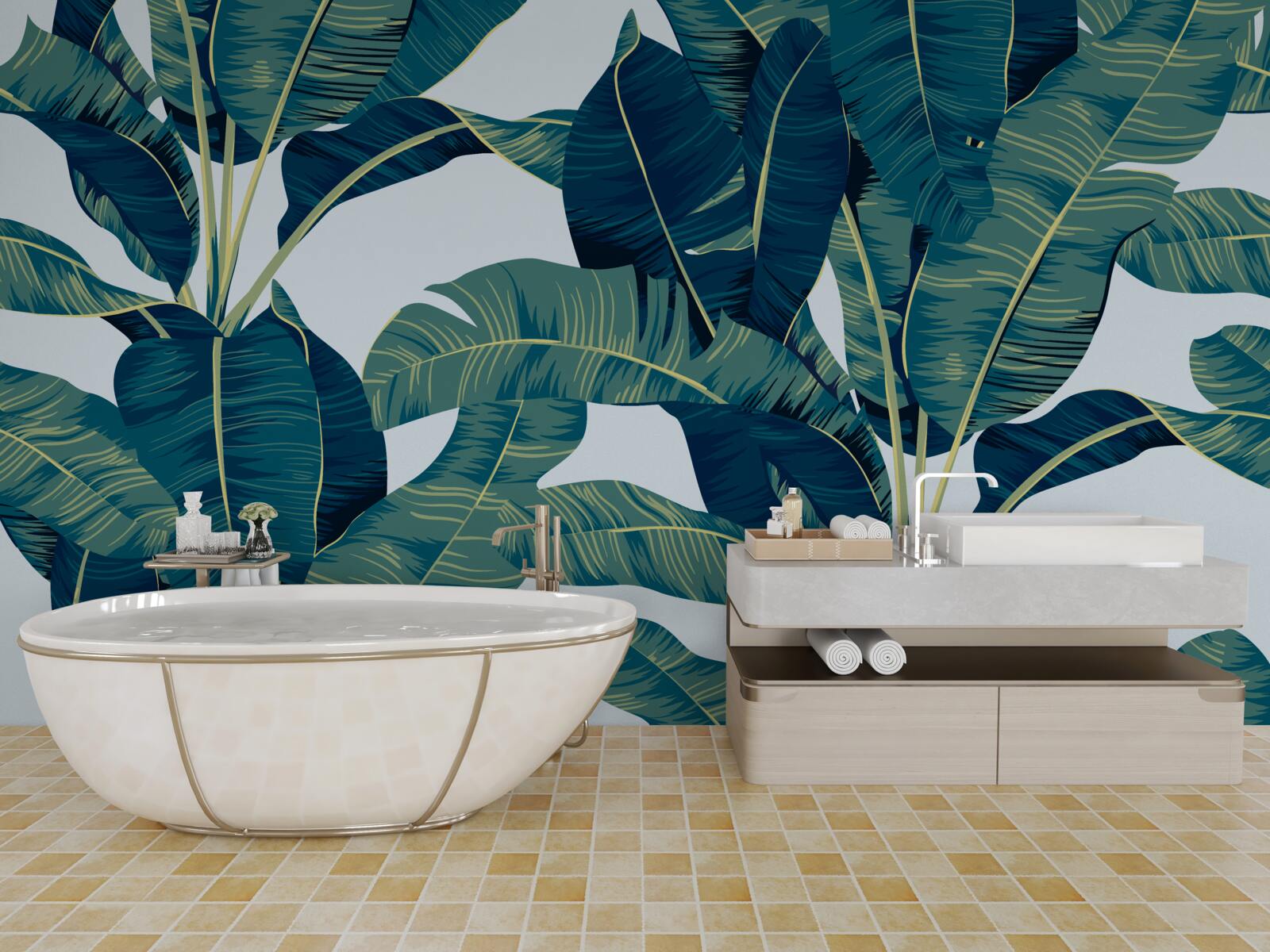 Фотошпалери темно-зелене листя папороті з вкрапленнями