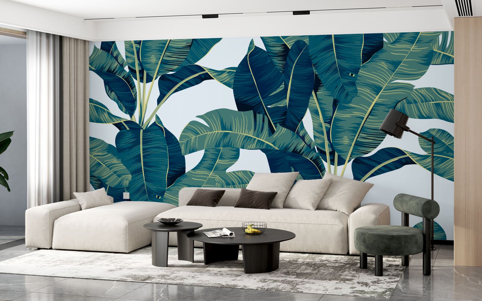 Фотошпалери темно-зелене листя папороті з вкрапленнями