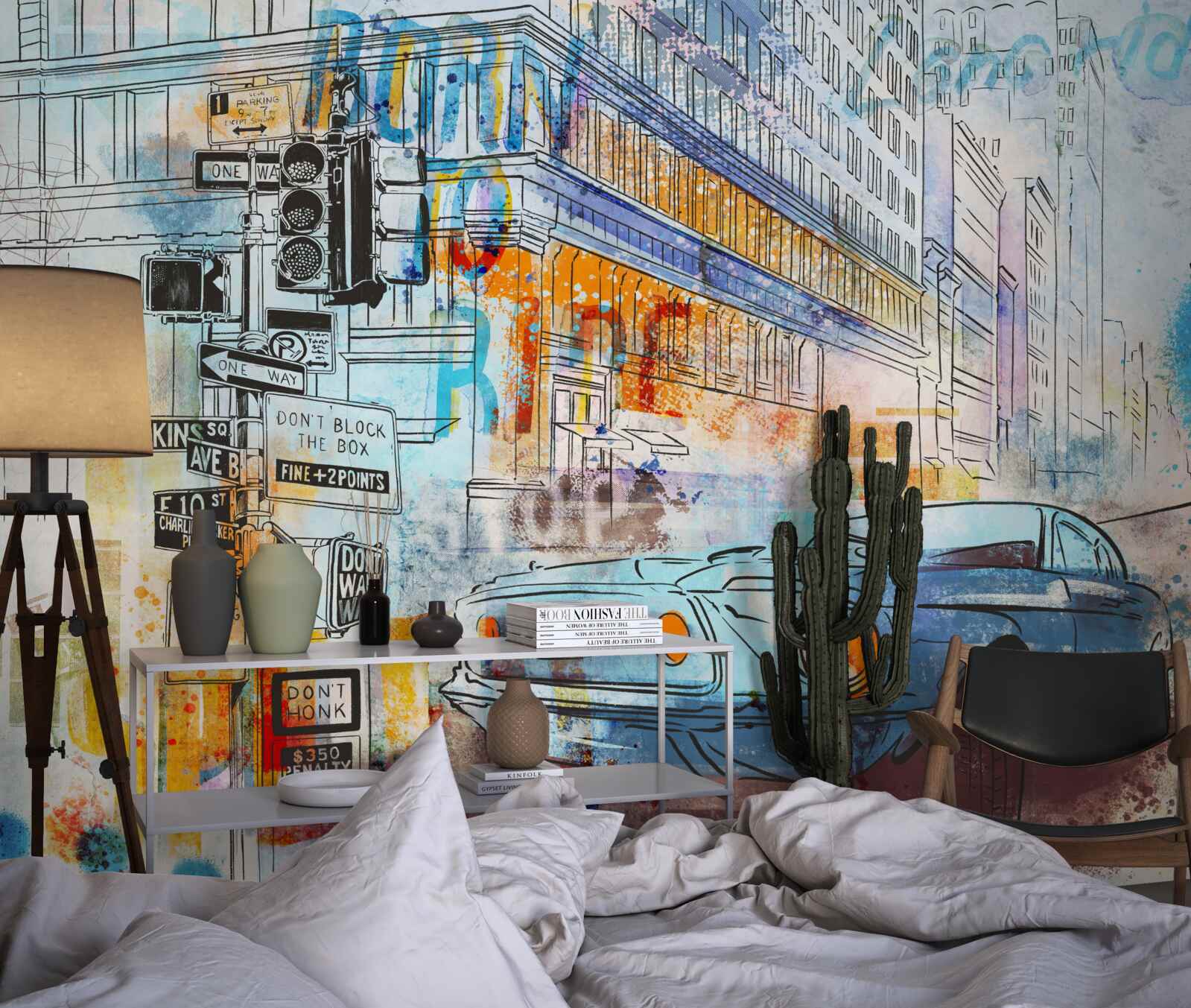 Фотошпалери ескізи автомобілів та міських вулиць