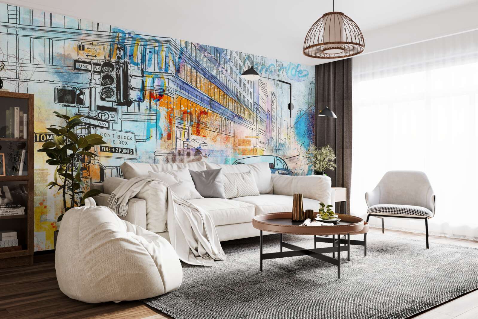 Фотошпалери ескізи автомобілів та міських вулиць