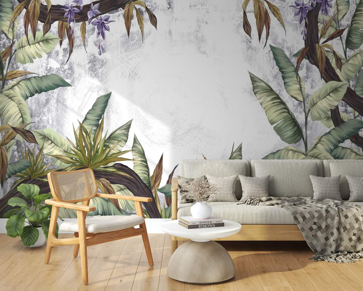 Фотошпалери листя тропічної флори зелене