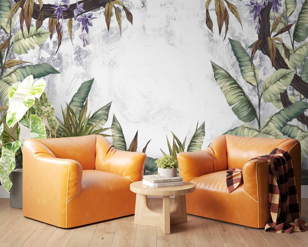 Фотошпалери листя тропічної флори зелене