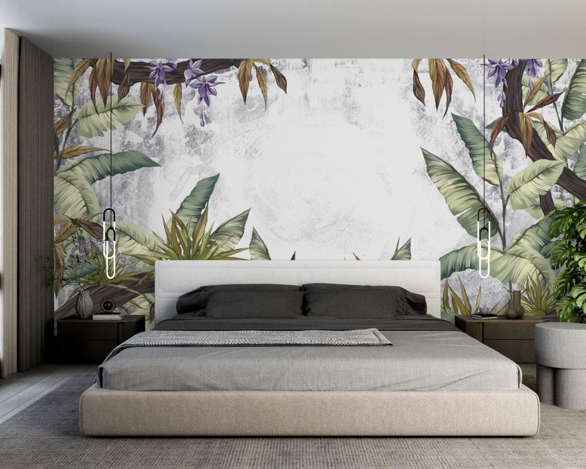 Фотошпалери листя тропічної флори зелене