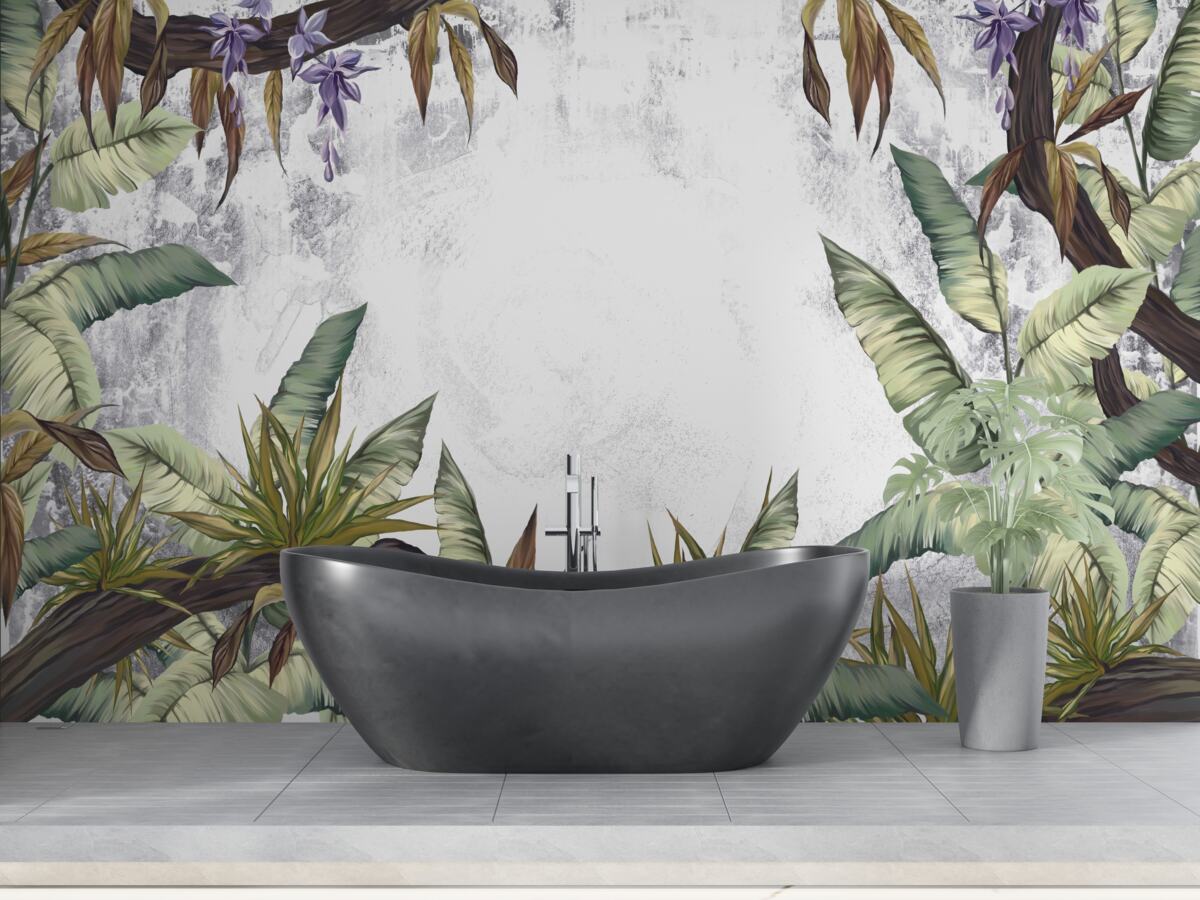 Фотошпалери листя тропічної флори зелене