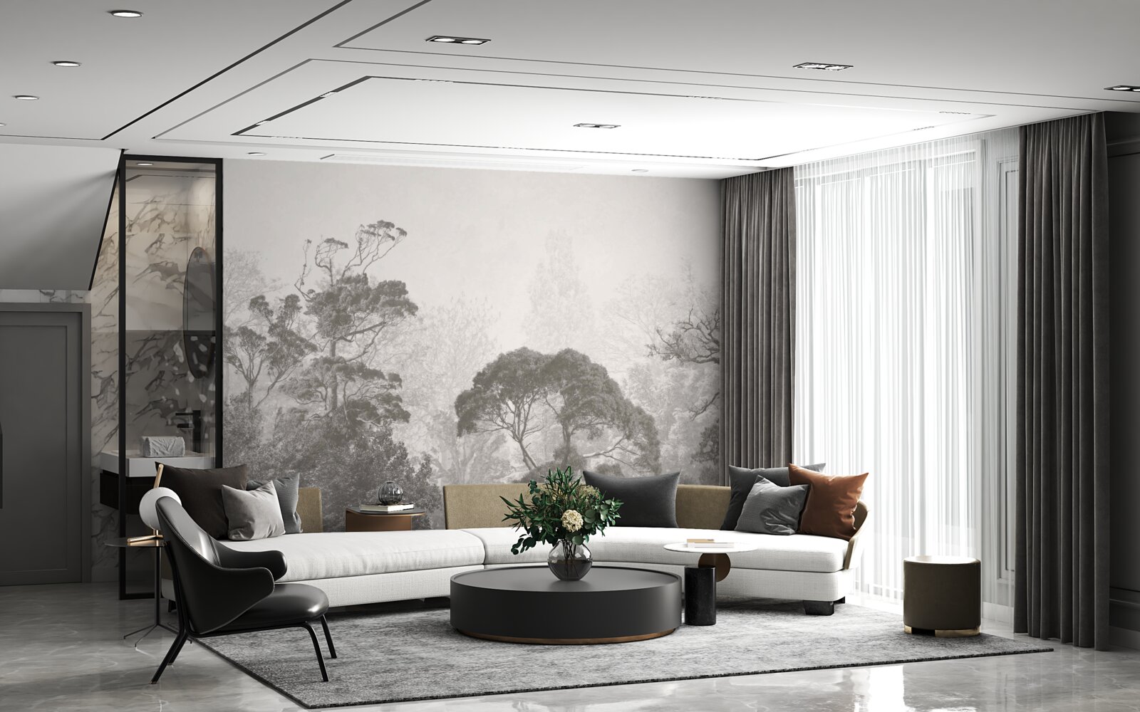 Фотошпалери туман огортає верхівки тропічних дерев