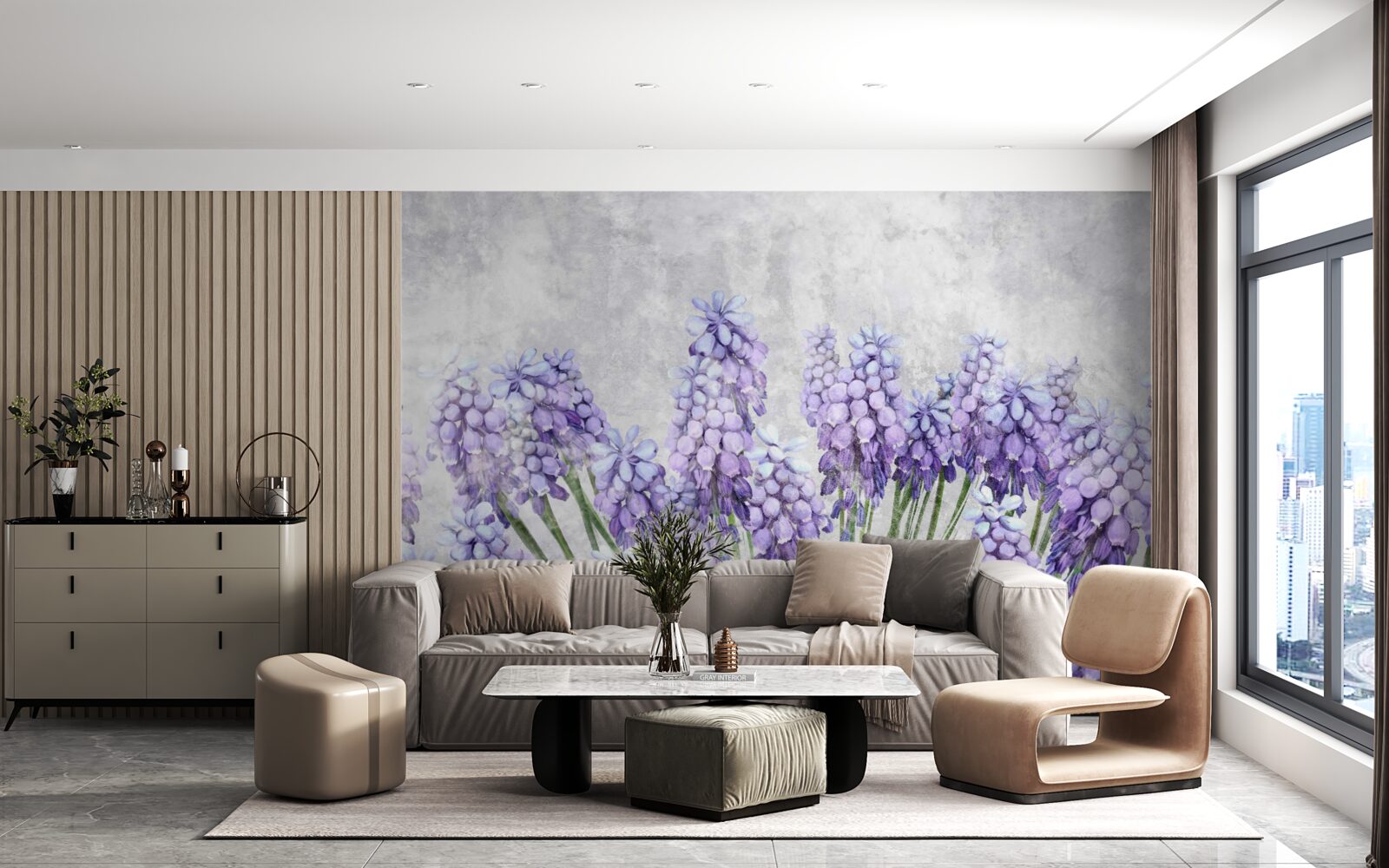 Фотошпалери Луг прекрасних фіолетових квітів