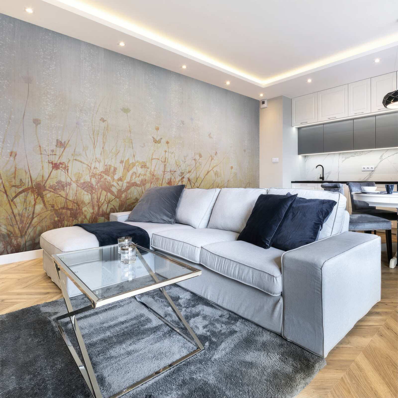 Фотошпалери осіннє поле, всіяне луговими квітами