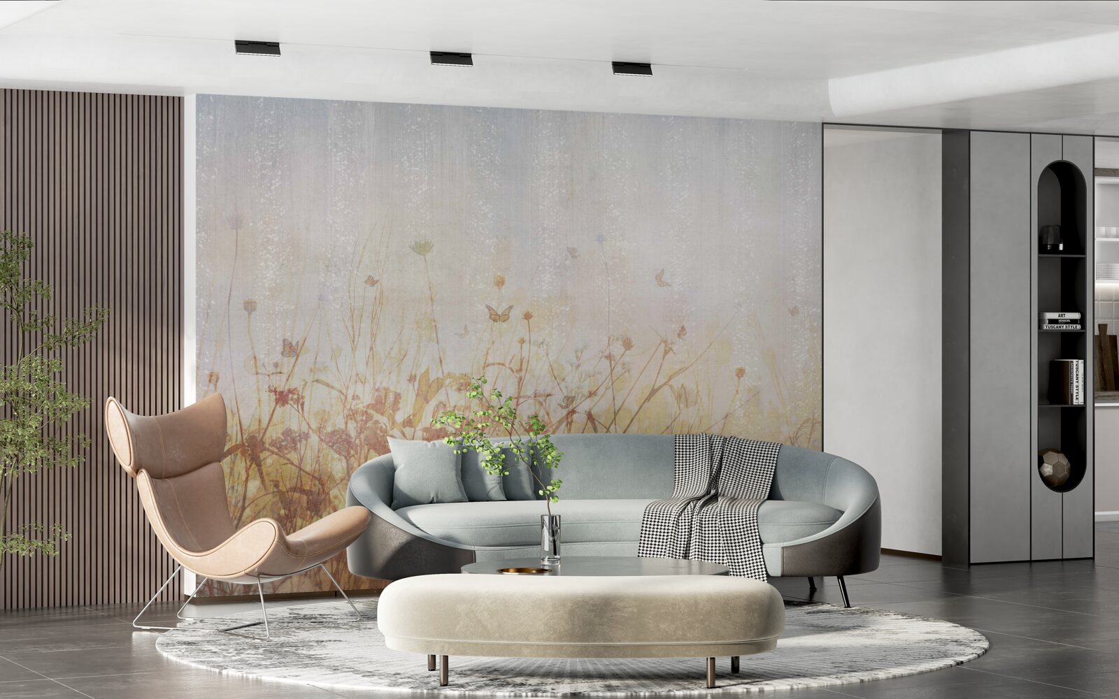 Фотошпалери осіннє поле, всіяне луговими квітами