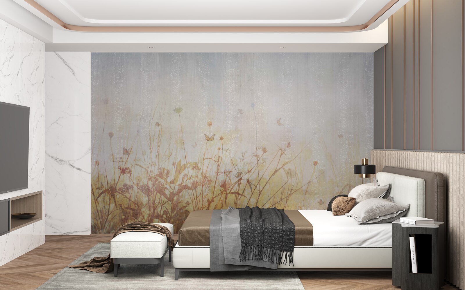 Фотошпалери осіннє поле, всіяне луговими квітами