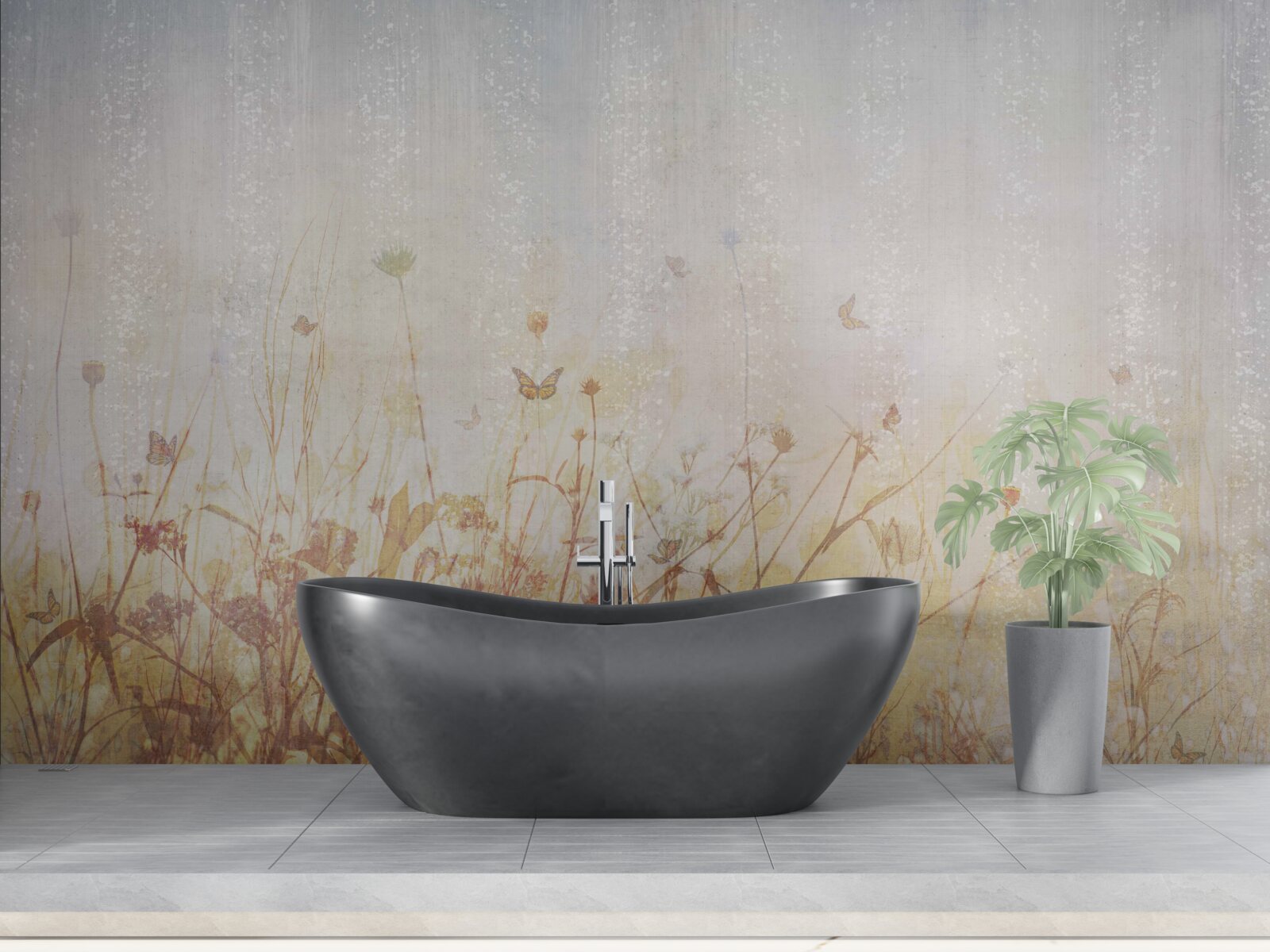 Фотошпалери осіннє поле, всіяне луговими квітами