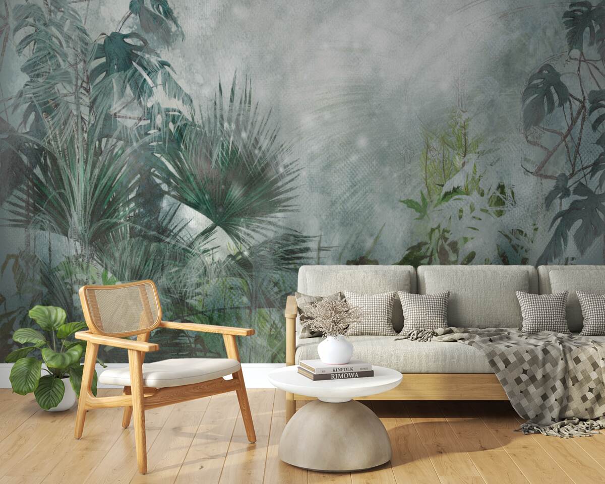 Фотошпалери тропічний ранок на воді, оповитій туманом