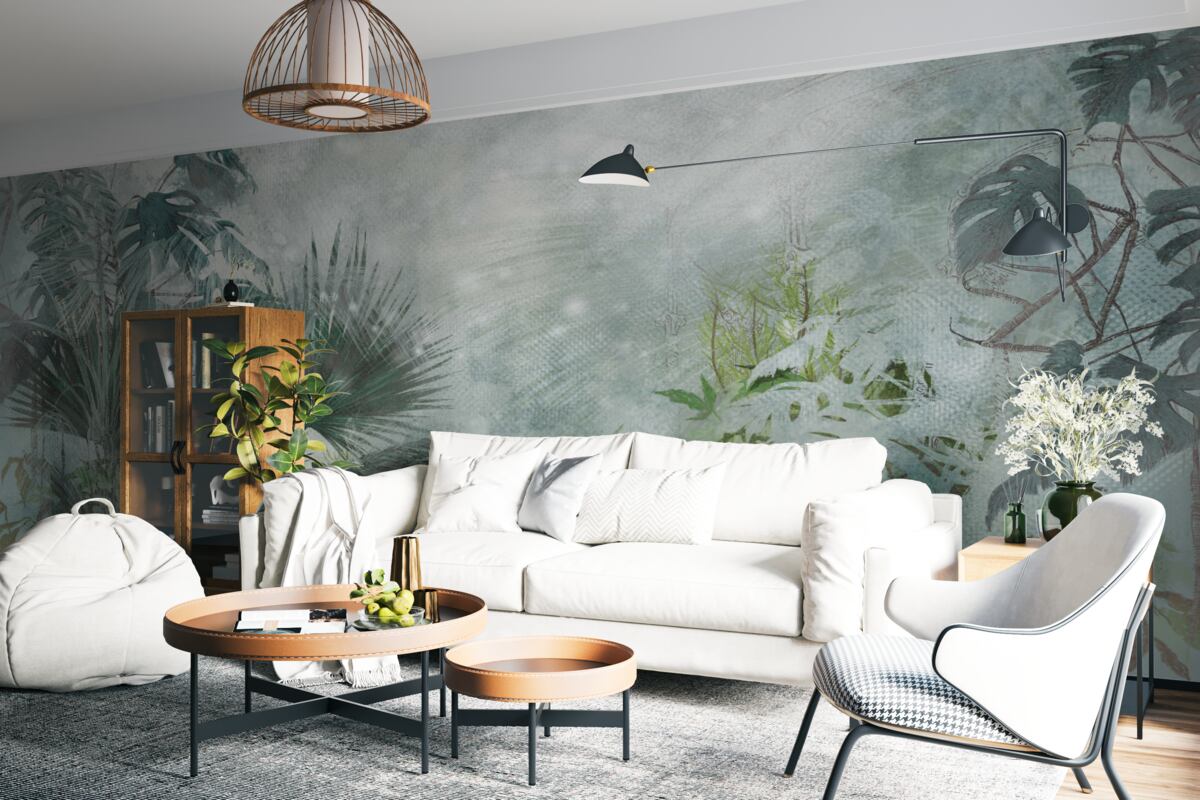 Фотошпалери тропічний ранок на воді, оповитій туманом