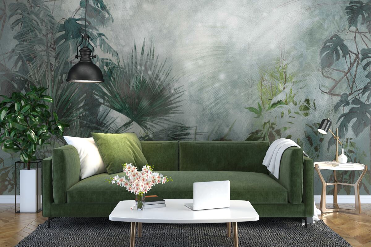 Фотошпалери тропічний ранок на воді, оповитій туманом