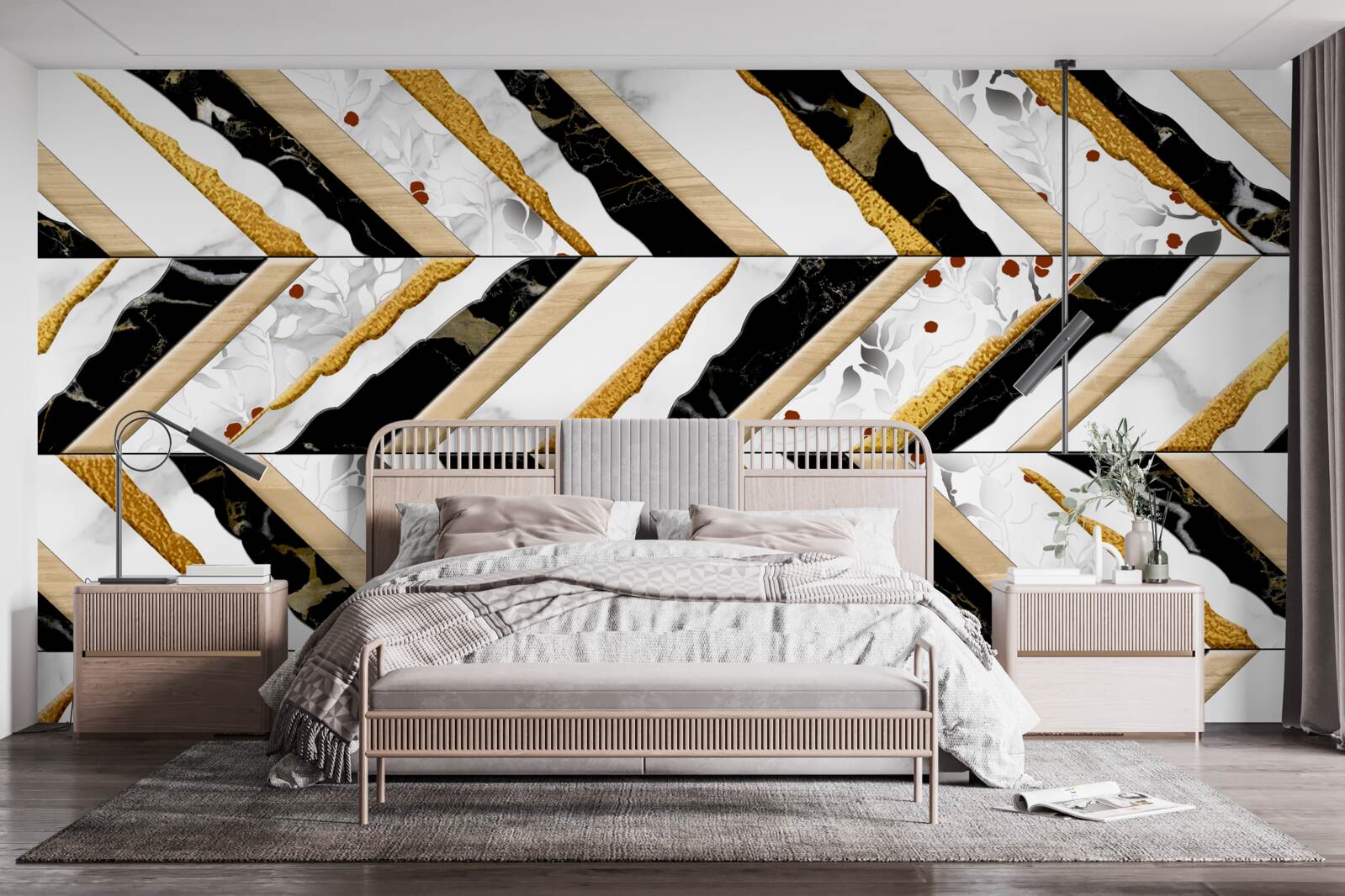 Фотошпалери сліпучі лінії танцюють зигзаг у дзеркальному відображенні