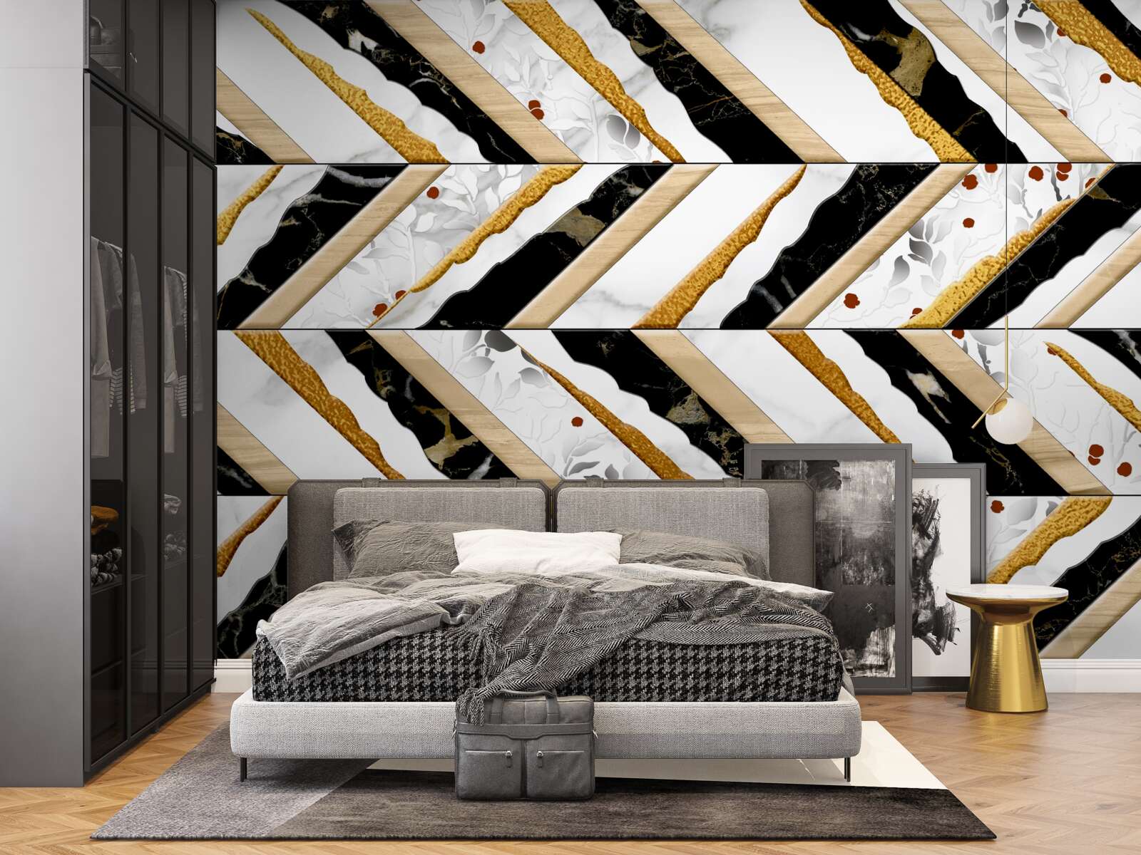 Фотошпалери сліпучі лінії танцюють зигзаг у дзеркальному відображенні